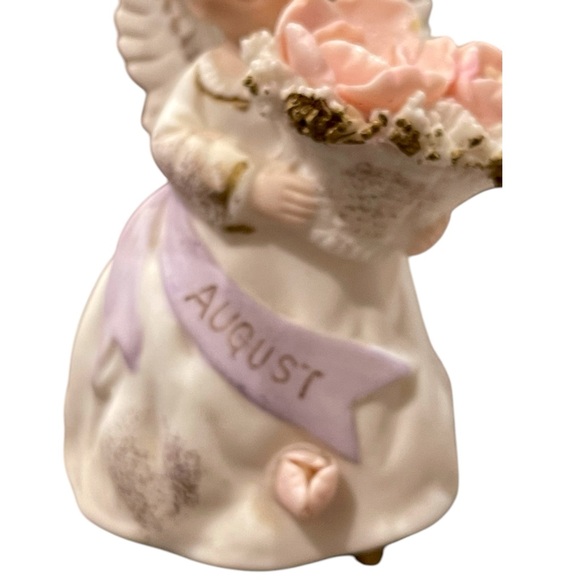 Lefton August Birthday Angel w/Roses & Purple Sash Bisque Finish #3332 Japan - Picture 12 of 14